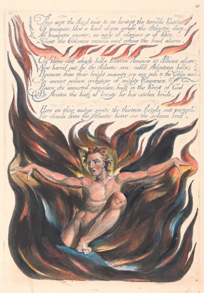 America. A Prophecy, Plate 12, Thus Wept the Angel Voice by William Blake